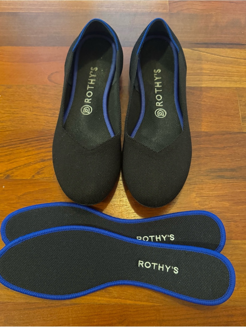 Rothy's Black Knit Ballet Flat Shoes Size 10 with Extra NEW Inoles
